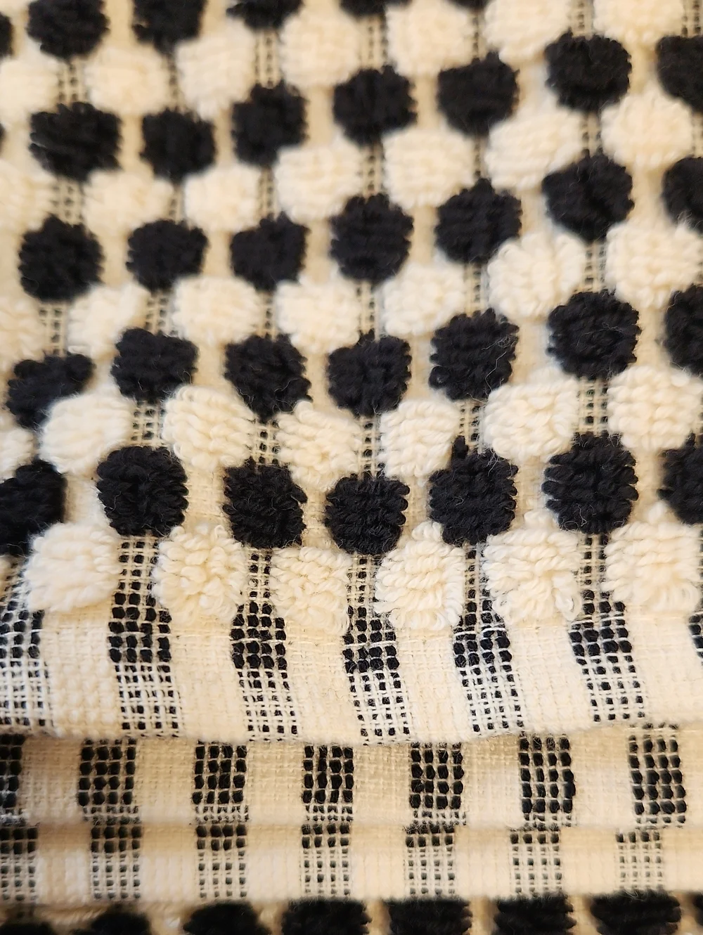 Brooks Brothers Black/Ecru Cream Raised Dots Bath Towel 30